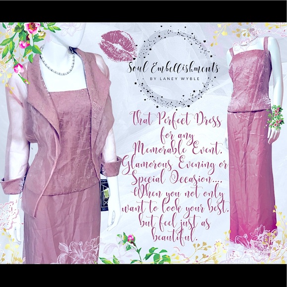 🆕2pc Elegant RoseGold Formal Dress w/Fine Jacket - Picture 2 of 16